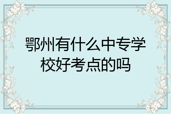 鄂州有什么中专学校好考点的吗