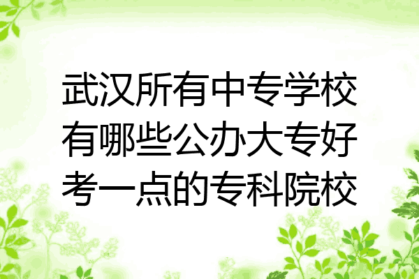 武汉所有中专学校有哪些公办大专好考一点的专科院校