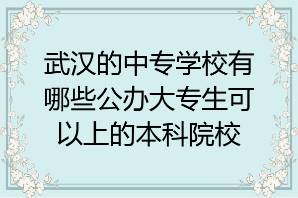 武汉的中专学校有哪些公办大专生可以上的本科院校