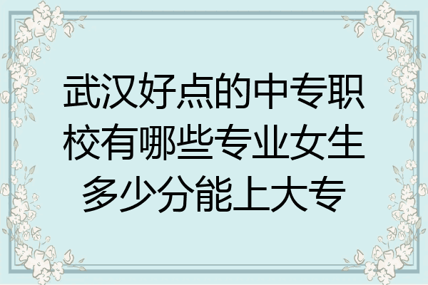 武汉好点的中专职校有哪些专业女生多少分能上大专