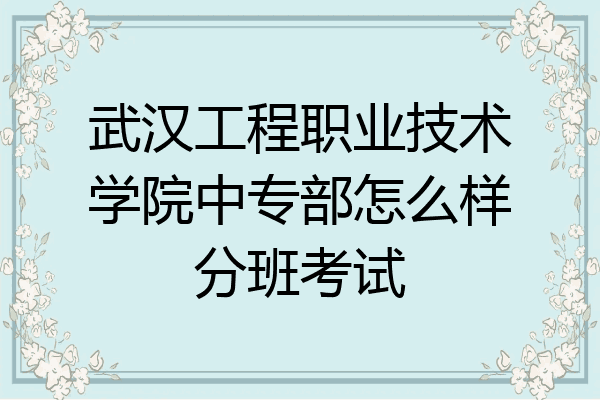 武汉工程职业技术学院中专部怎么样分班考试