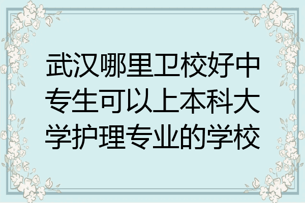 武汉哪里卫校好中专生可以上本科大学护理专业的学校