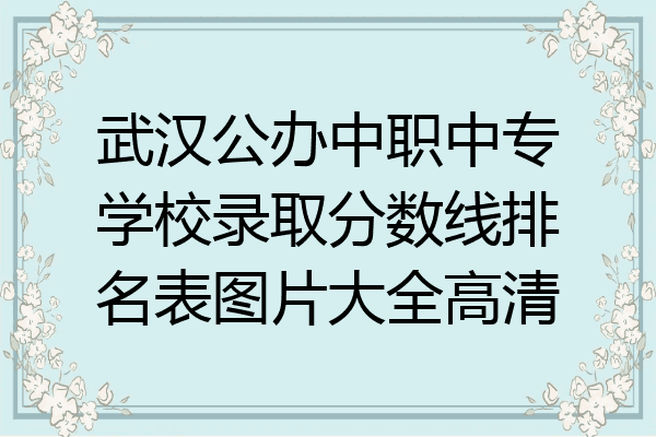 武汉公办中职中专学校录取分数线排名表图片大全高清
