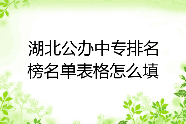 湖北公办中专排名榜名单表格怎么填