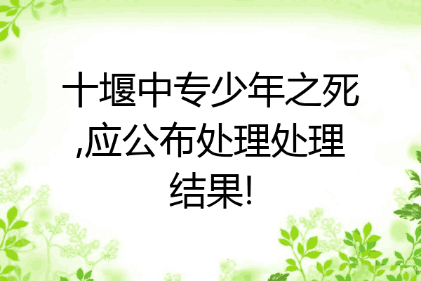 十堰中专少年之死,应公布处理处理结果!
