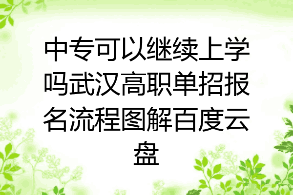 中专可以继续上学吗武汉高职单招报名流程图解百度云盘