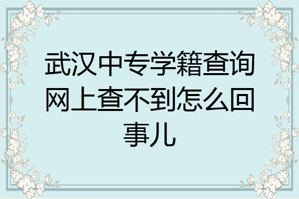 武汉中专学籍查询网上查不到怎么回事儿