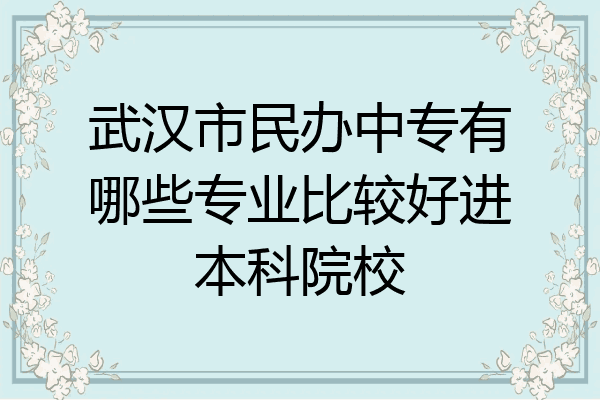 武汉市民办中专有哪些专业比较好进本科院校