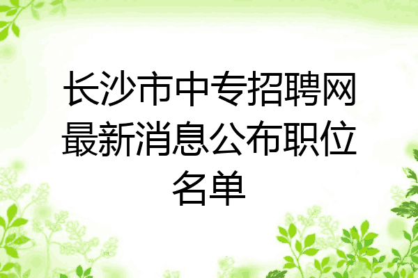 长沙市中专招聘网最新消息公布职位名单