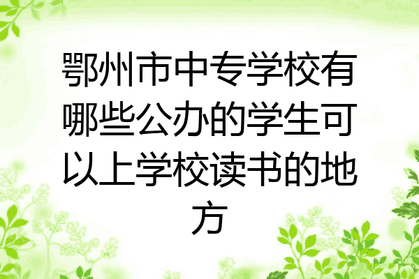 鄂州市中专学校有哪些公办的学生可以上学校读书的地方
