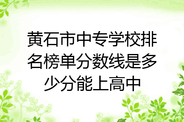 黄石市中专学校排名榜单分数线是多少分能上高中