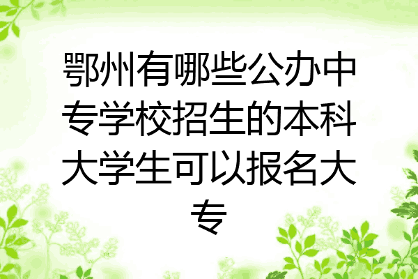 鄂州有哪些公办中专学校招生的本科大学生可以报名大专