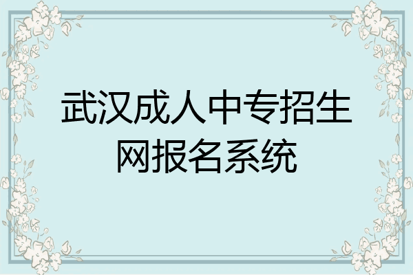 武汉成人中专招生网报名系统