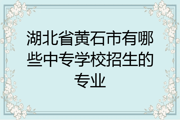 湖北省黄石市有哪些中专学校招生的专业