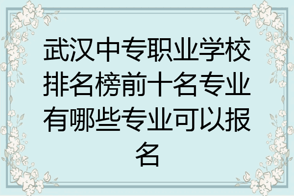 武汉中专职业学校排名榜前十名专业有哪些专业可以报名