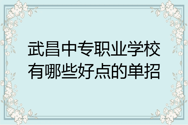 武昌中专职业学校有哪些好点的单招