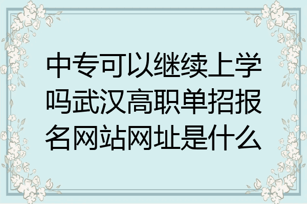 中专可以继续上学吗武汉高职单招报名网站网址是什么