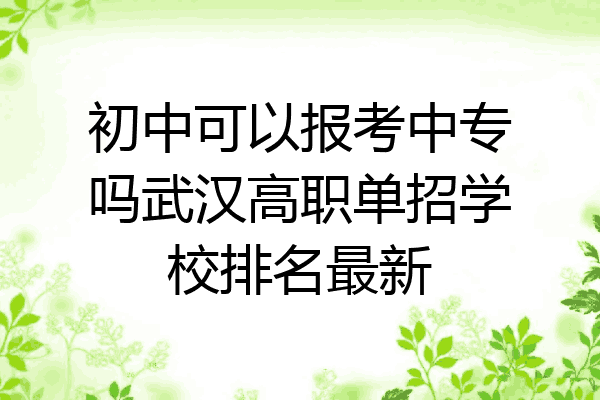 初中可以报考中专吗武汉高职单招学校排名最新