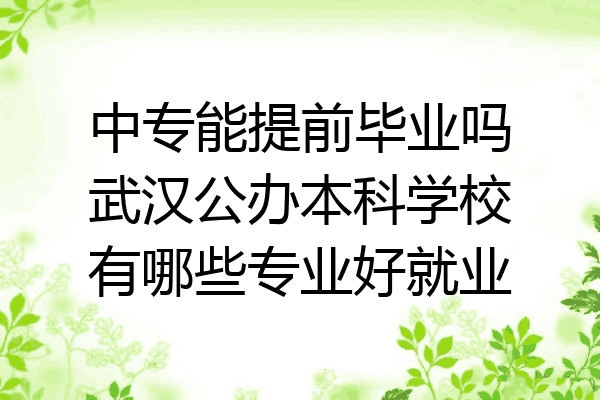 中专能提前毕业吗武汉公办本科学校有哪些专业好就业
