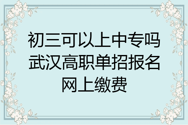 初三可以上中专吗武汉高职单招报名网上缴费