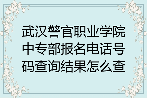武汉警官职业学院中专部报名电话号码查询结果怎么查