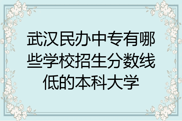 武汉民办中专有哪些学校招生分数线低的本科大学