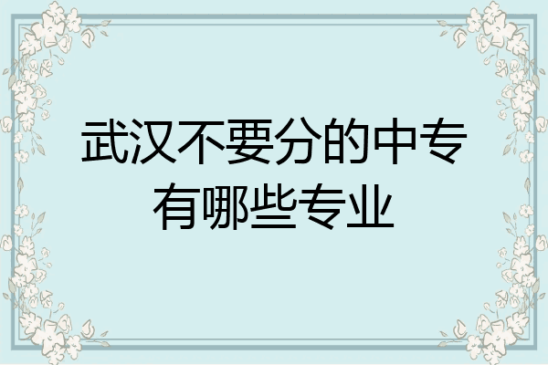 武汉不要分的中专有哪些专业