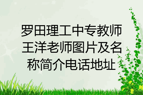 罗田理工中专教师王洋老师图片及名称简介电话地址