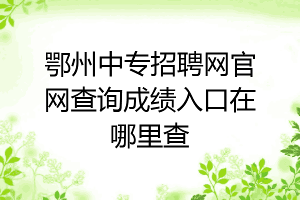 鄂州中专招聘网官网查询成绩入口在哪里查