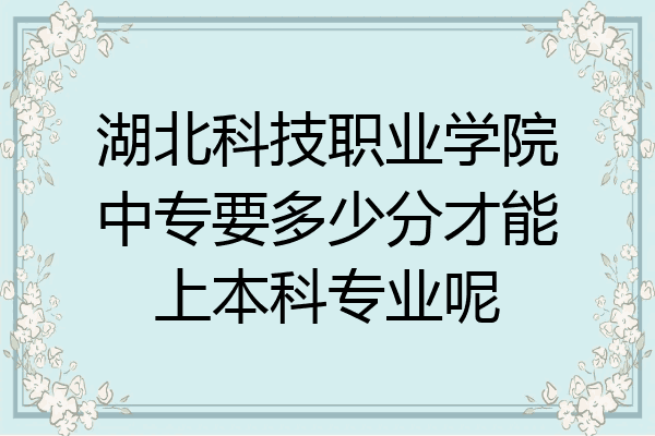 湖北科技职业学院中专要多少分才能上本科专业呢