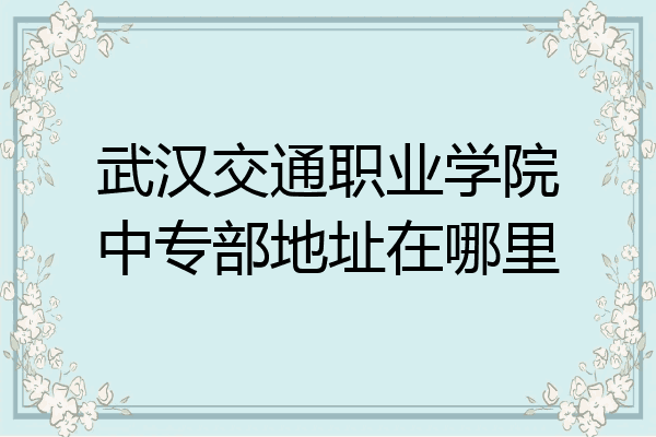 武汉交通职业学院中专部地址在哪里