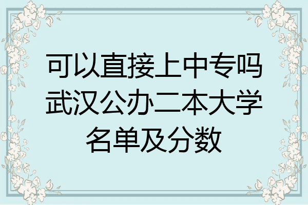 可以直接上中专吗武汉公办二本大学名单及分数