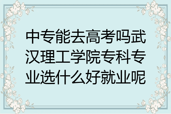 中专能去高考吗武汉理工学院专科专业选什么好就业呢