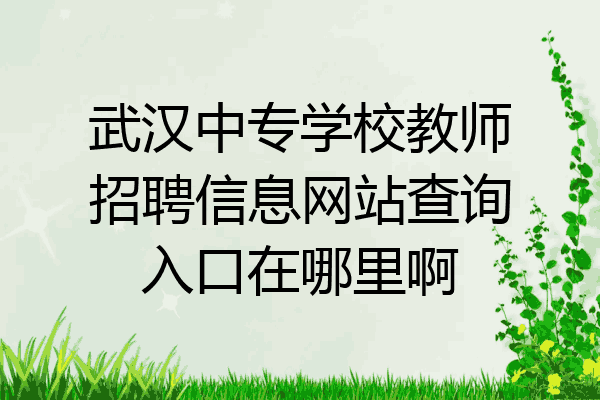 武汉中专学校教师招聘信息网站查询入口在哪里啊