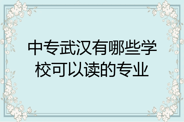 中专武汉有哪些学校可以读的专业