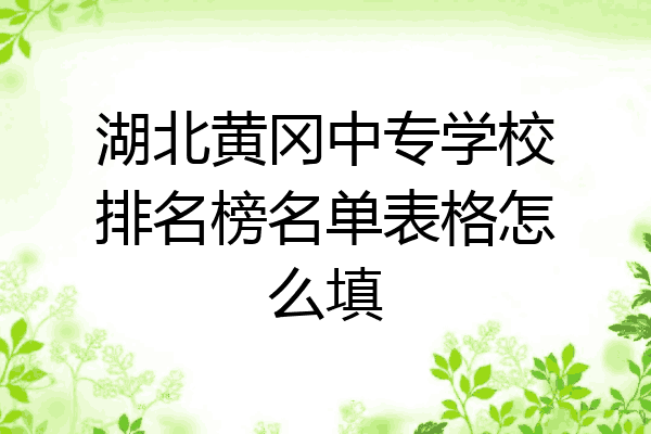 湖北黄冈中专学校排名榜名单表格怎么填