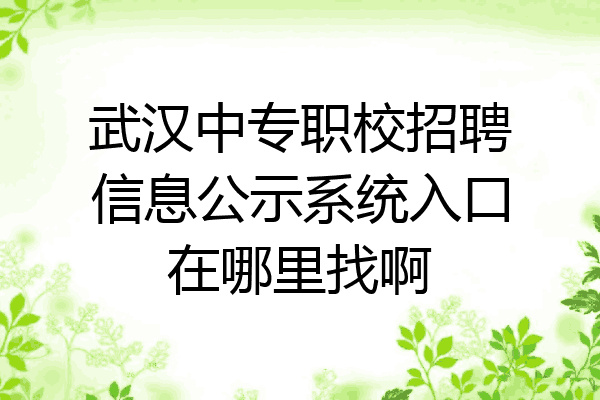 武汉中专职校招聘信息公示系统入口在哪里找啊