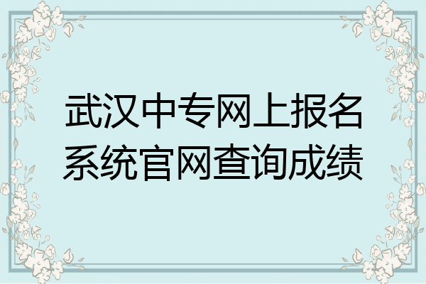 武汉中专网上报名系统官网查询成绩