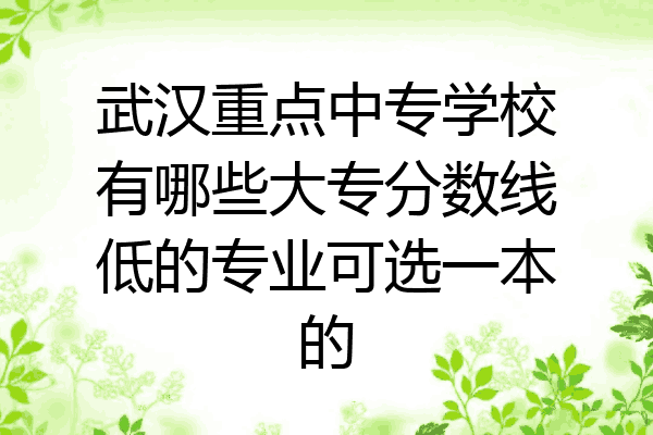 武汉重点中专学校有哪些大专分数线低的专业可选一本的