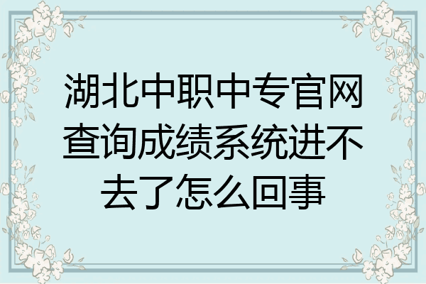 湖北中职中专官网查询成绩系统进不去了怎么回事