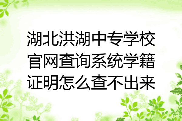 湖北洪湖中专学校官网查询系统学籍证明怎么查不出来