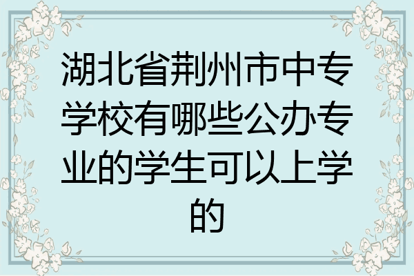 湖北省荆州市中专学校有哪些公办专业的学生可以上学的