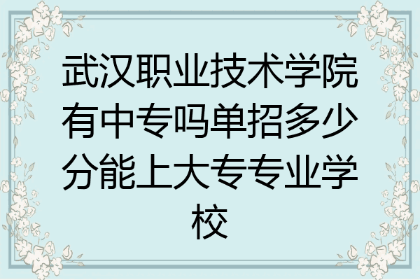 武汉职业技术学院有中专吗单招多少分能上大专专业学校