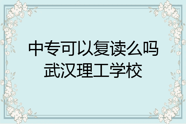 中专可以复读么吗武汉理工学校