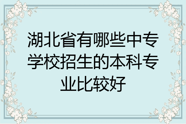 湖北省有哪些中专学校招生的本科专业比较好