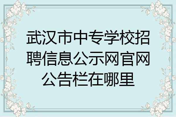 武汉市中专学校招聘信息公示网官网公告栏在哪里