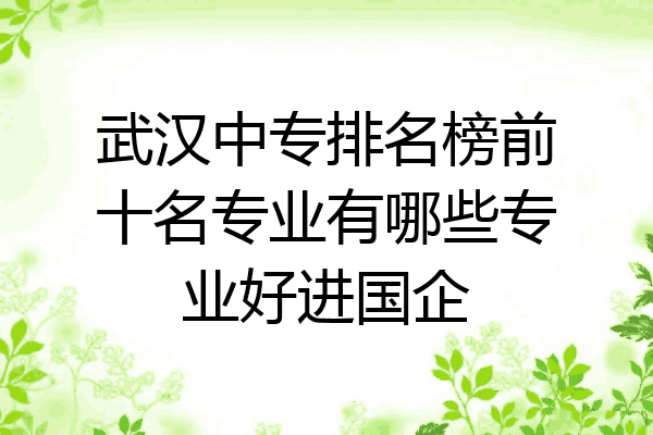 武汉中专排名榜前十名专业有哪些专业好进国企