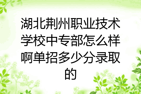 湖北荆州职业技术学校中专部怎么样啊单招多少分录取的