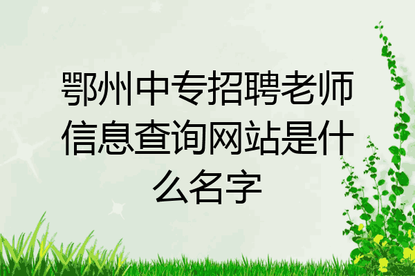 鄂州中专招聘老师信息查询网站是什么名字