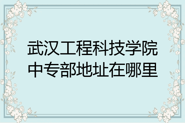 武汉工程科技学院中专部地址在哪里